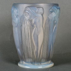 1926 Rene Lalique Vase Danaides Opalescent Glass Grey Patina, Pouring Women