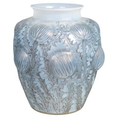 1926 Rene Lalique - Vase Domremy Cased Opalescent Glass with Grey Patina
