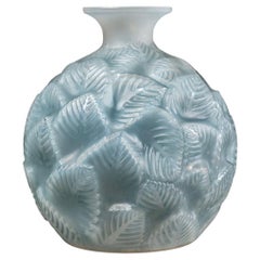 1926 René Lalique - Vase Ormeaux Double Cased Opalescent Glass With Blue Patina
