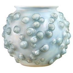 1926 René Lalique - Vase Palissy Double Cased Opalescent Glass with Blue Patina