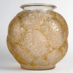 1926 René Lalique Vaso Tortues Tartarughe in vetro con patina seppia