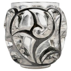 1926 René Lalique Vase Tourbillons Glass with Original Black Enamel