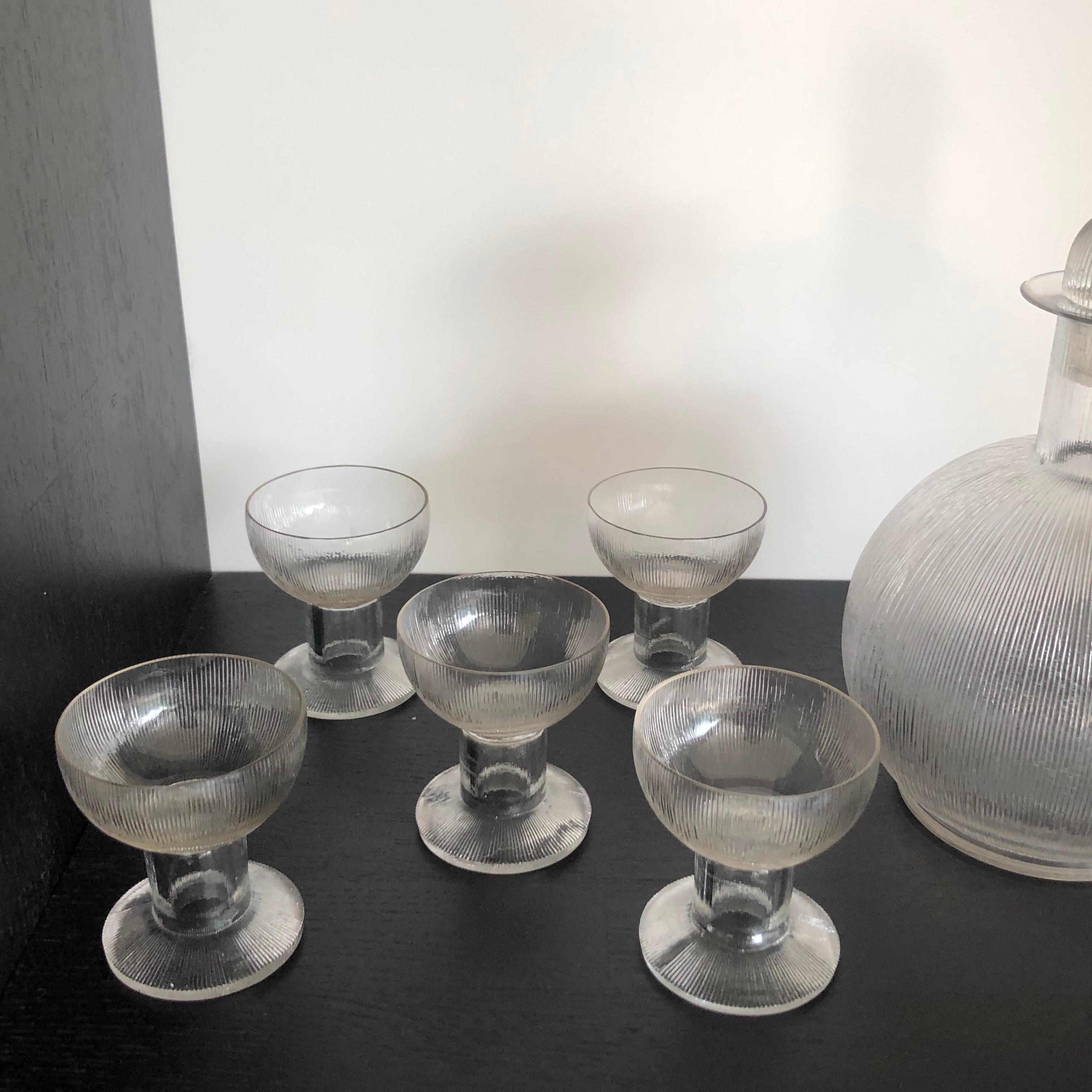 Art Deco 1926 Rene Lalique Wingen Set 11 Pieces Drinking Glasses Stems and Decanter