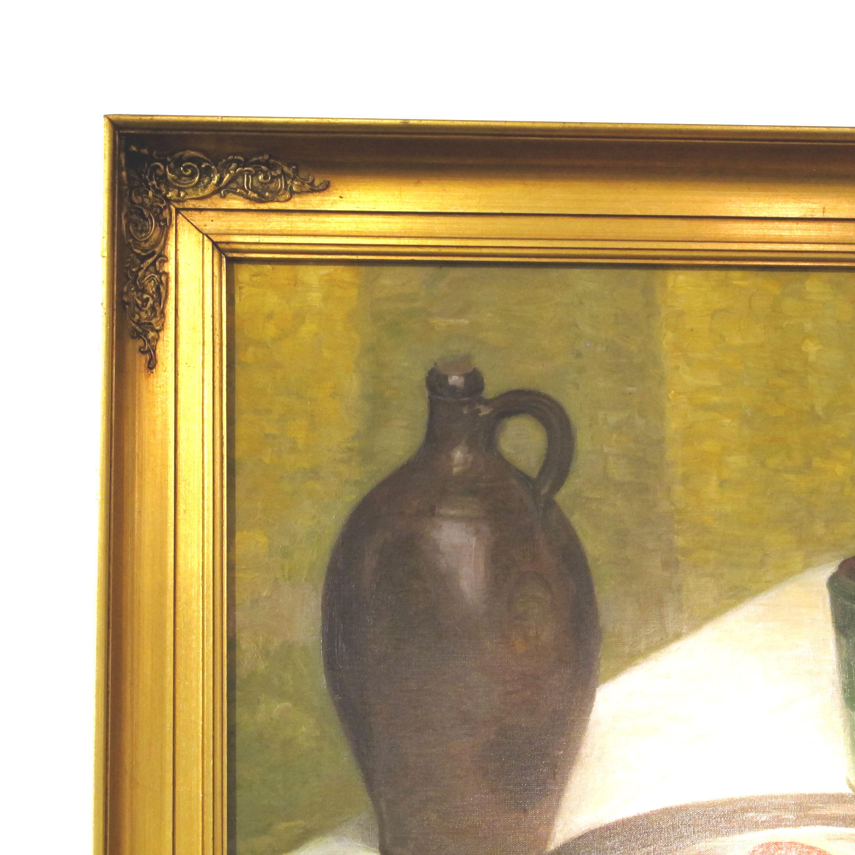 Peint à la main 1926 Nature morte à l'huile sur toile d'un homard par Carl Vilhelm Meyers, danois  en vente