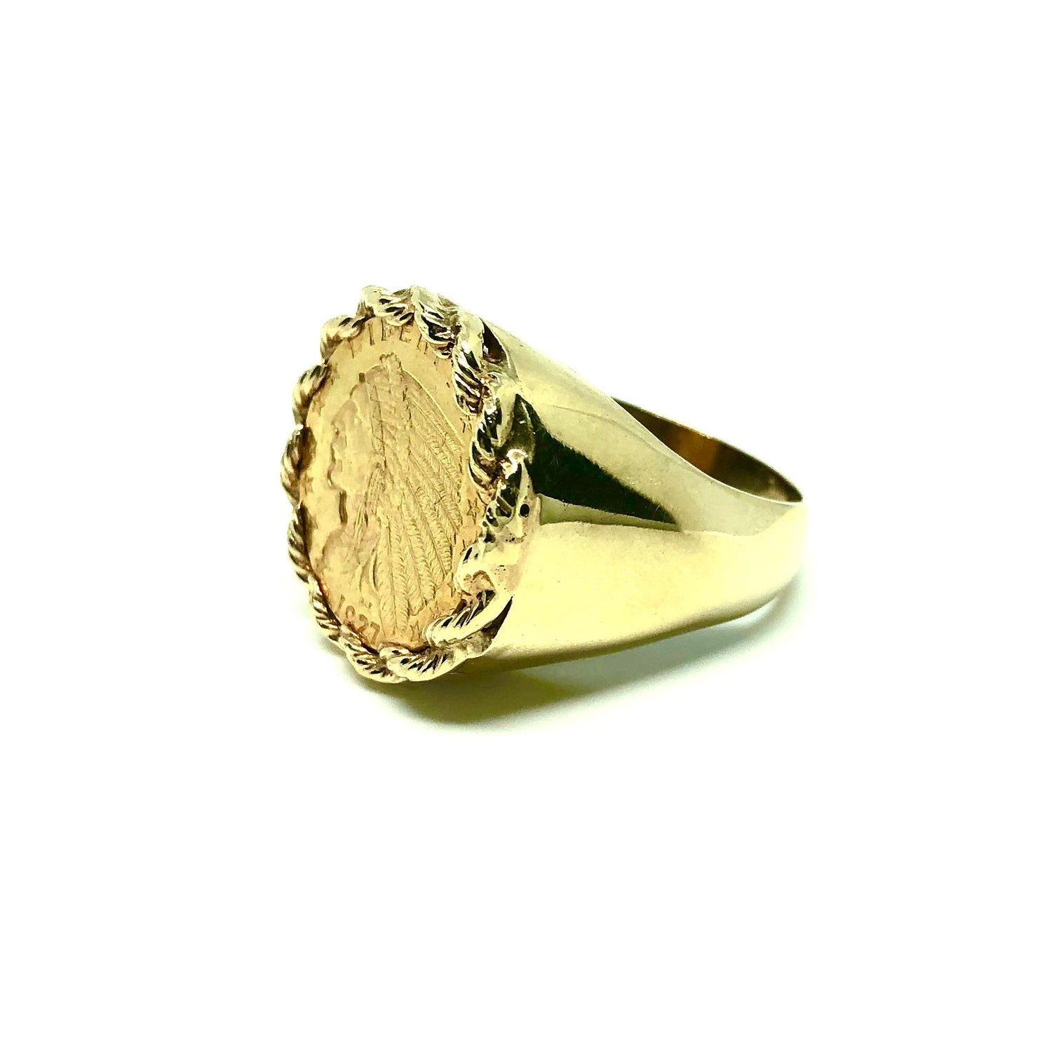 1927 2 12 Dollar Indian Head Quarter Eagle Gold Coin Ring