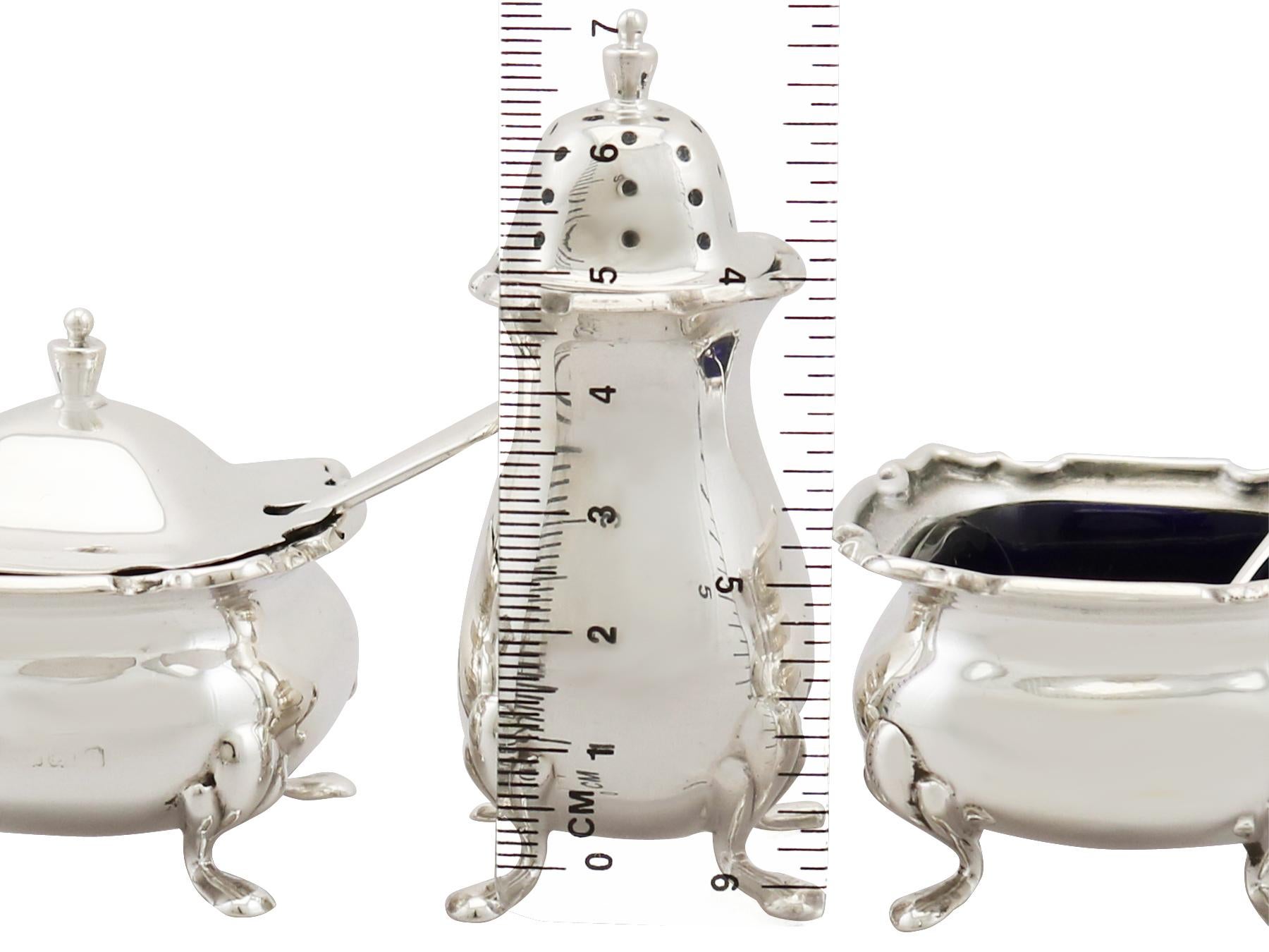 1927 Antique Sterling Silver Condiment Set In Excellent Condition In Jesmond, Newcastle Upon Tyne