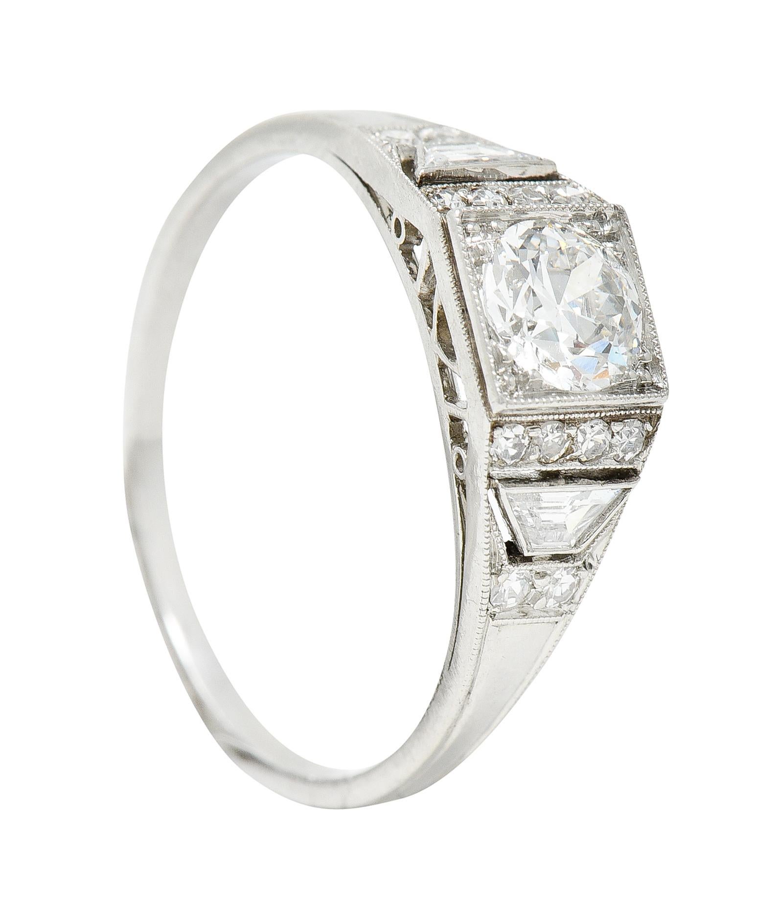1927 Art Deco 0,83 Karat Diamant Platin Verlobungsring 4