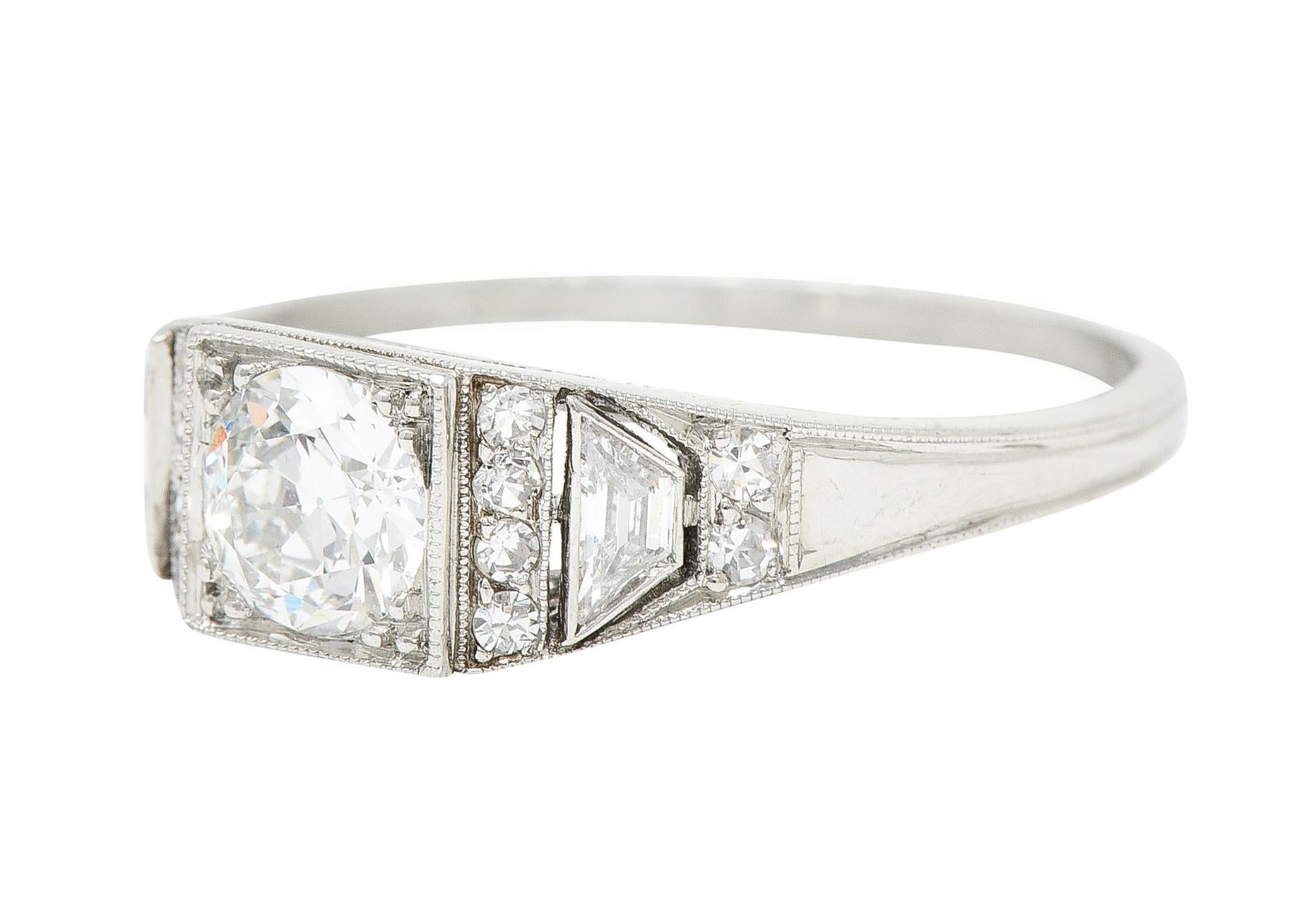1927 Art Deco 0,83 Karat Diamant Platin Verlobungsring für Damen oder Herren