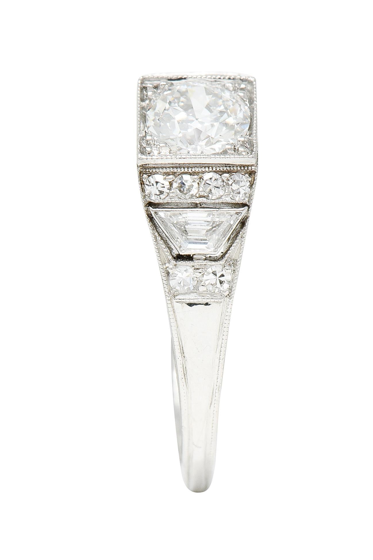 1927 Art Deco 0,83 Karat Diamant Platin Verlobungsring 3