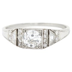 1927 Art Deco 0.83 Carat Diamond Platinum Engagement Ring