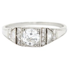 1927 Art Deco 0,83 Karat Diamant Platin Verlobungsring