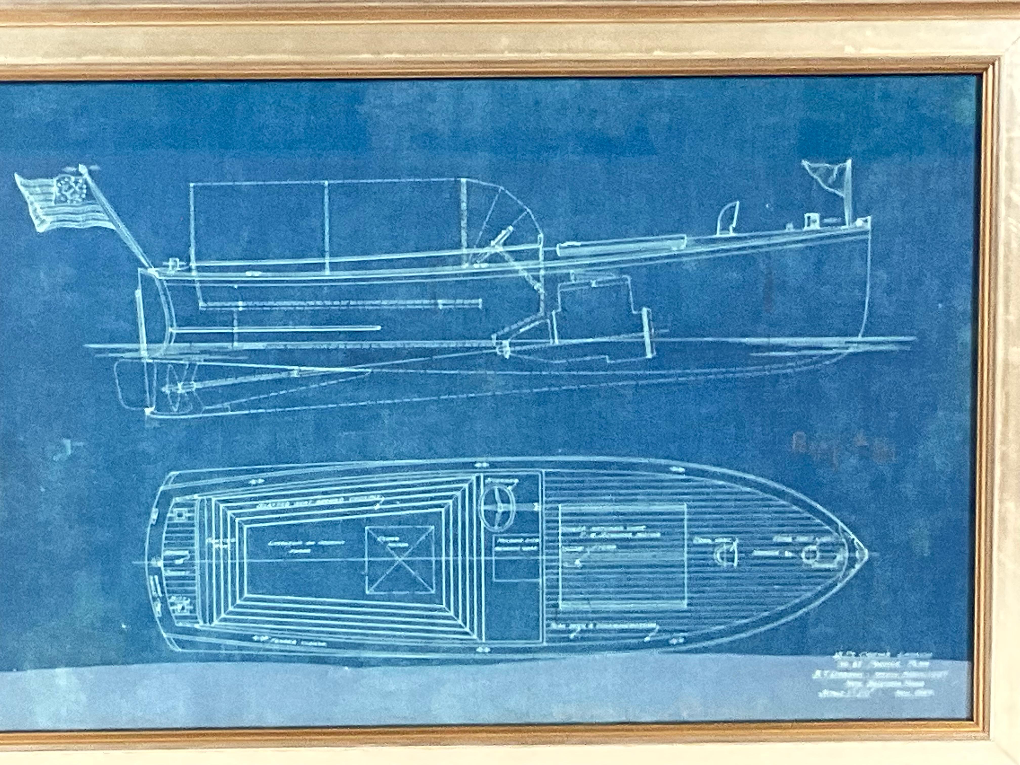 Early 20th Century 1927 Boat Blueprint by Benjamin Dobson For Sale