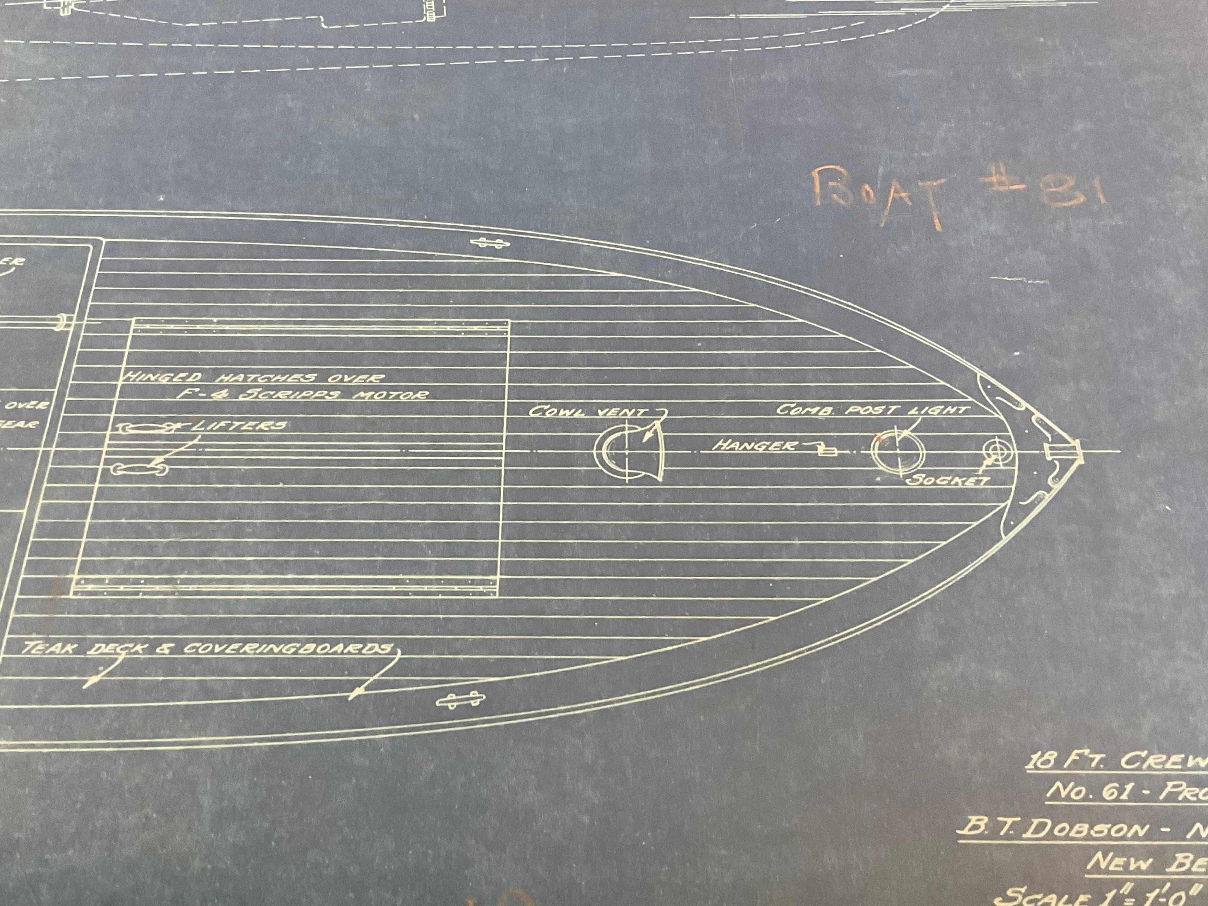1927 Boat Blueprint by Benjamin Dobson For Sale 2