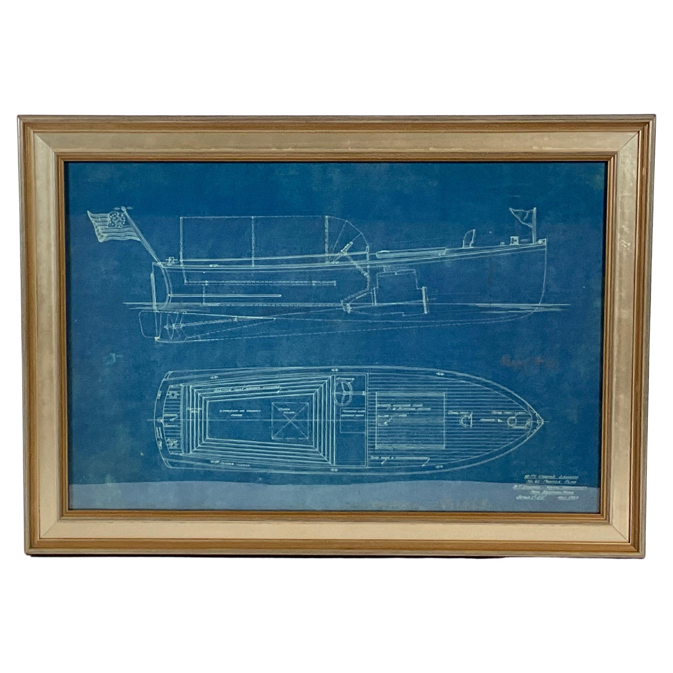 1927 Boat Blueprint by Benjamin Dobson For Sale