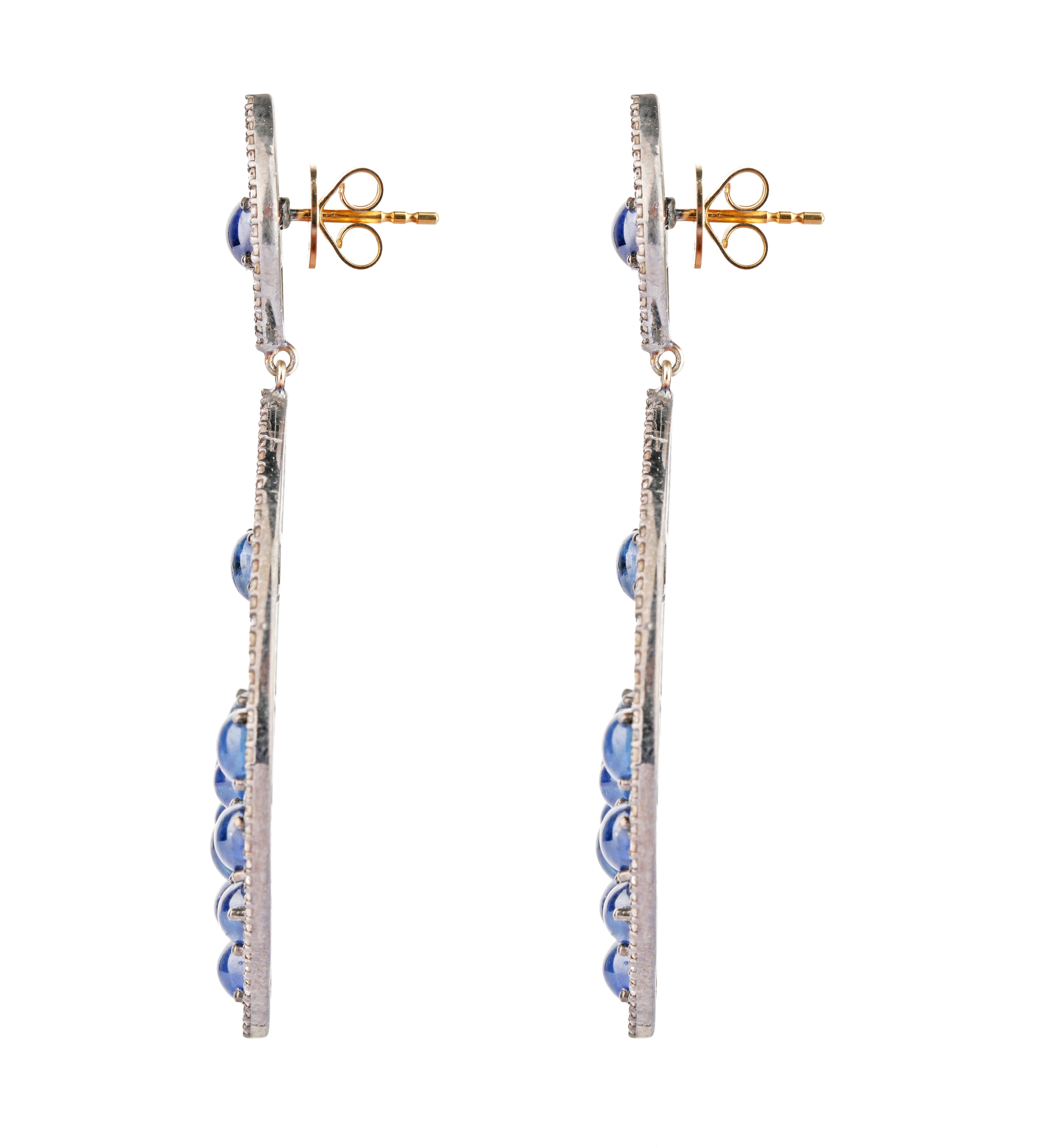 Modern 19.27 Carats Sapphire and Diamond Dangle Earrings For Sale