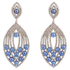 19.27 Carats Sapphire and Diamond Dangle Earrings