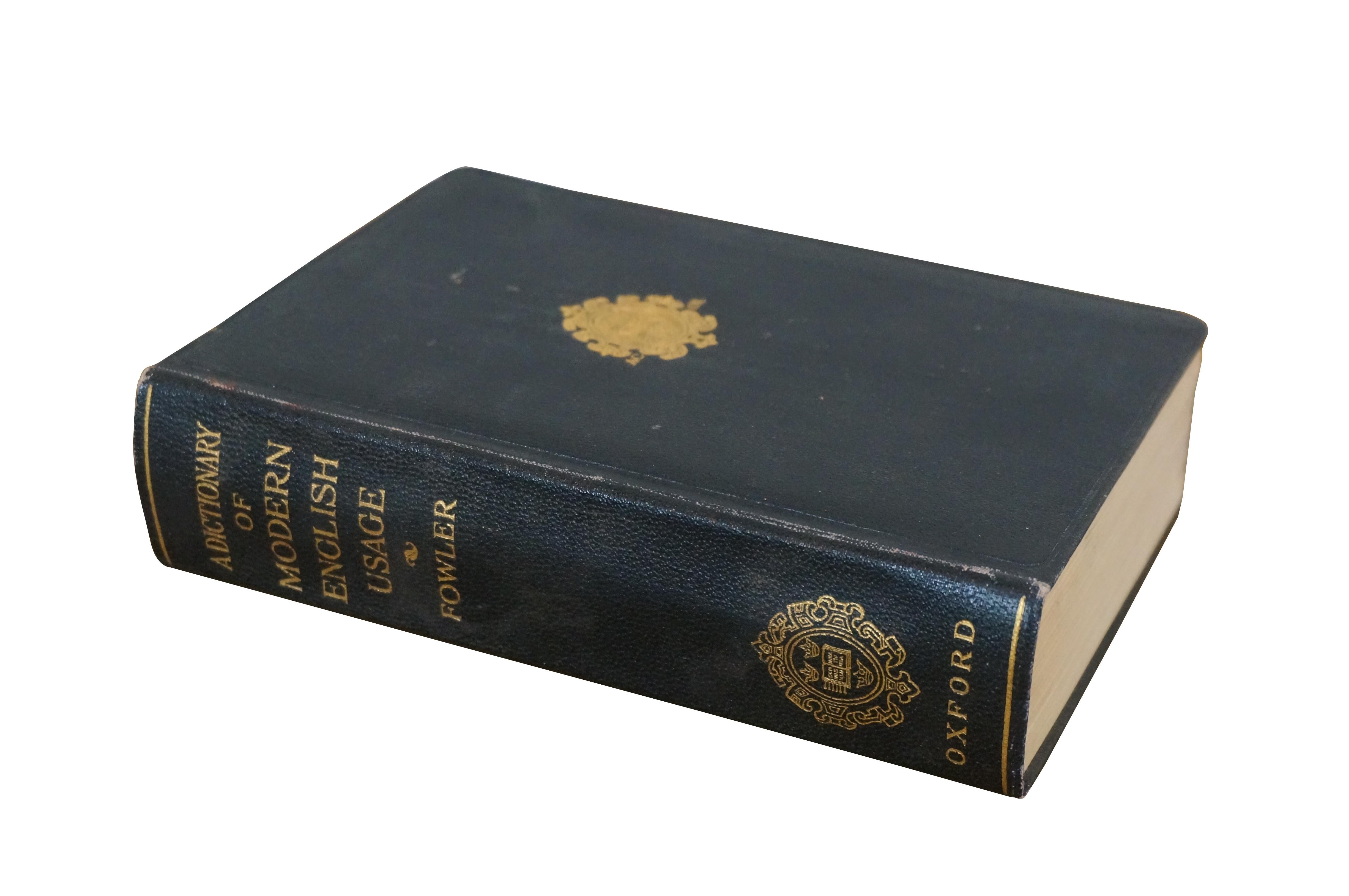 1927 Dictionary of Modern English Usage H.W. Fowler  Oxford Antique Leather Book In Fair Condition For Sale In Dayton, OH