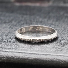 1927 Engraved Date Platinum Art Deco Wedding Band