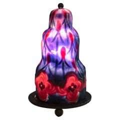 Antique 1927 Gabriel Argy Rousseau, Nightlamp Fleurs Et Bourgeons Pate De Verre Glass