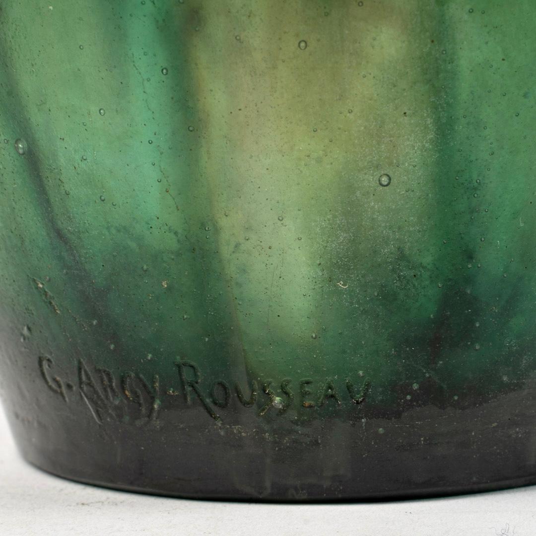 Blown Glass 1927 Gabriel Argy Rousseau, Vase Anses Geometriques Pate De Verre Glass For Sale