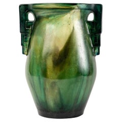 1927 Gabriel Argy Rousseau, Vase Anses Geometriques Pate De Verre Glass
