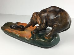 1927 Handmade Danish Art Nouveau Elephant Ash Tray by P. Ipsens Enke