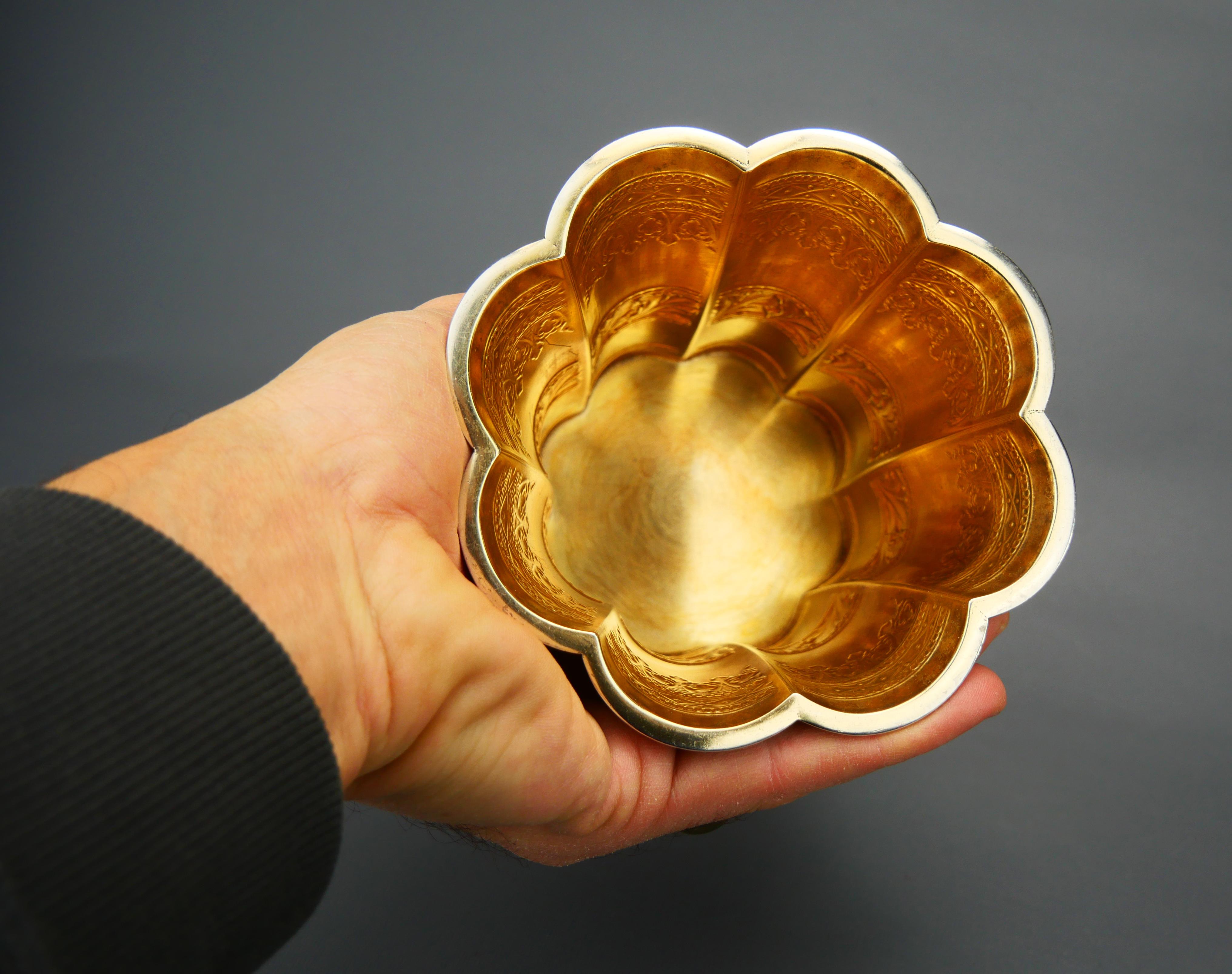 1927 Large Danish Cup solid Gilt 830 Silver / 319 gr in vendita 6
