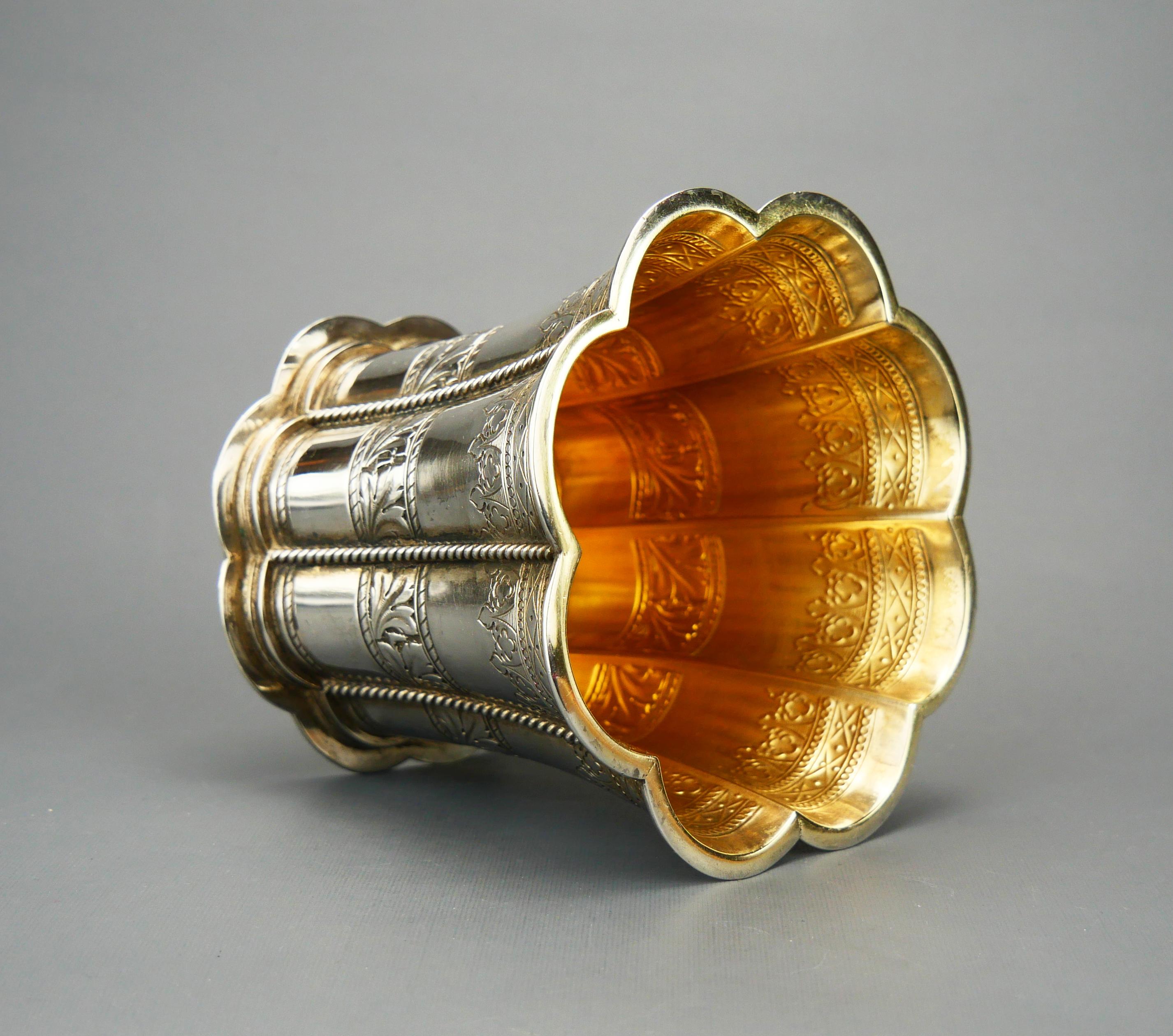 1927 Large Danish Cup solid Gilt 830 Silver / 319 gr in vendita 3