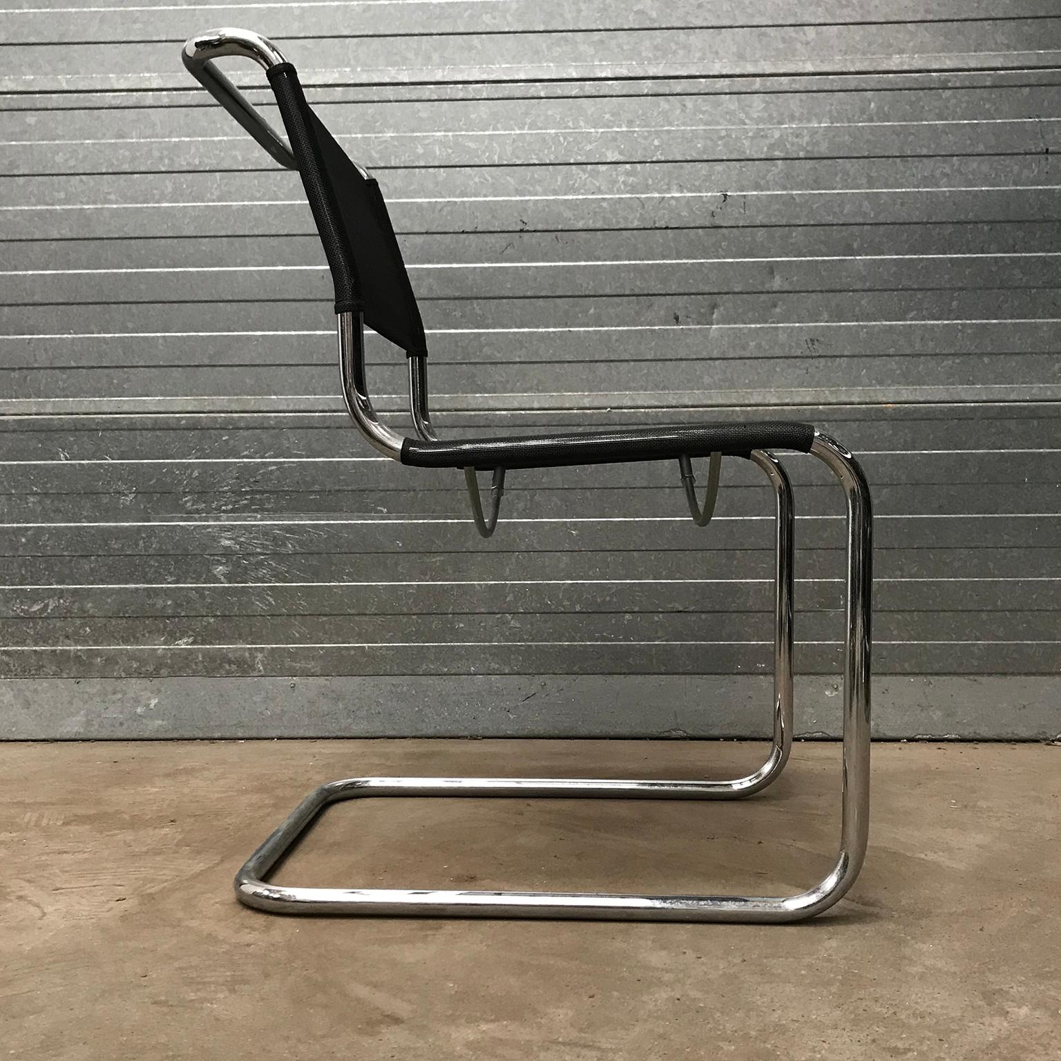 Bauhaus 1927,  Mart Stam for Thonet, S33 Chair, in Black Netweave Version