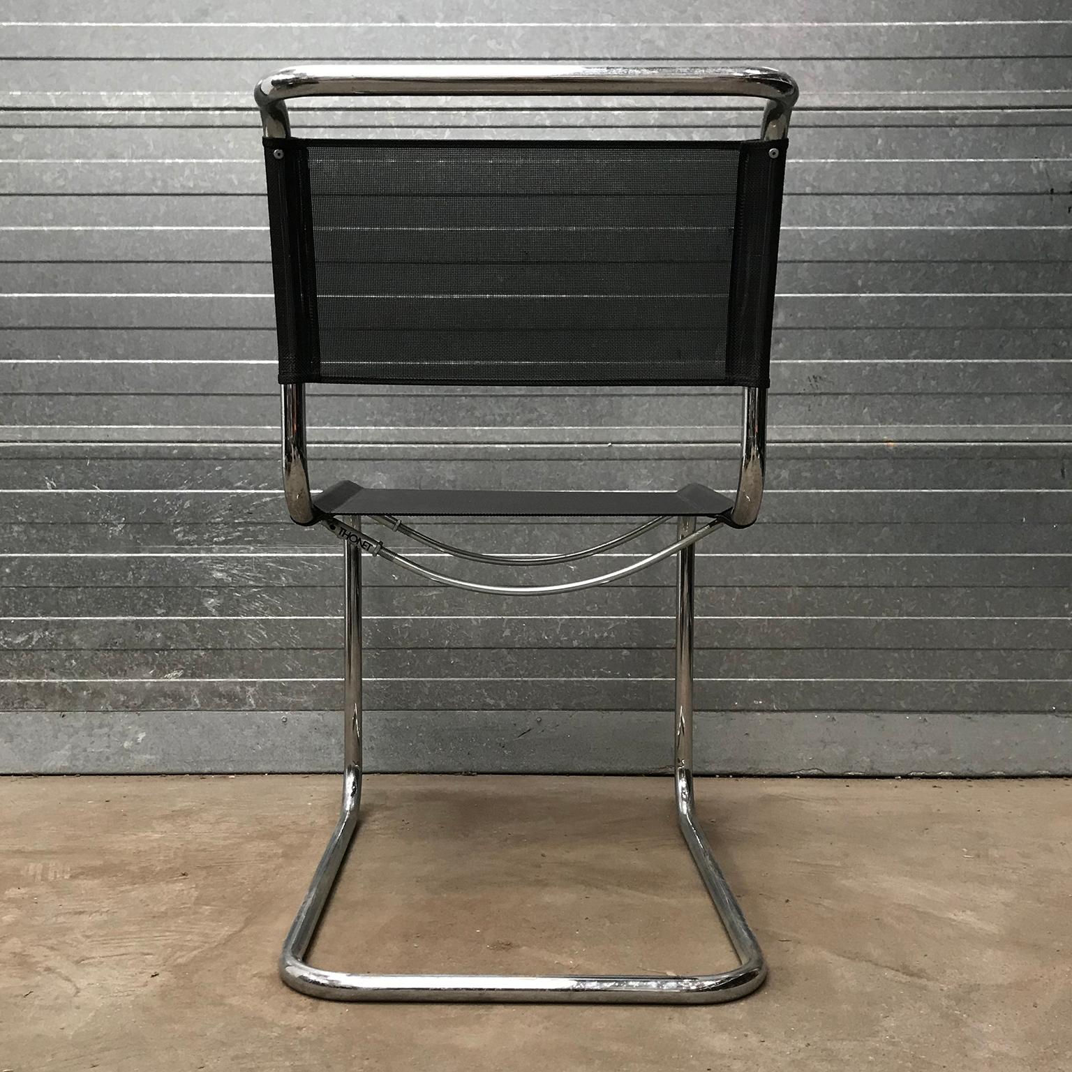 Early 20th Century 1927,  Mart Stam for Thonet, S33 Chair, in Black Netweave Version
