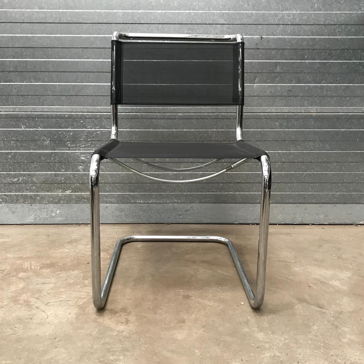 Metal 1927,  Mart Stam for Thonet, S33 Chair, in Black Netweave Version