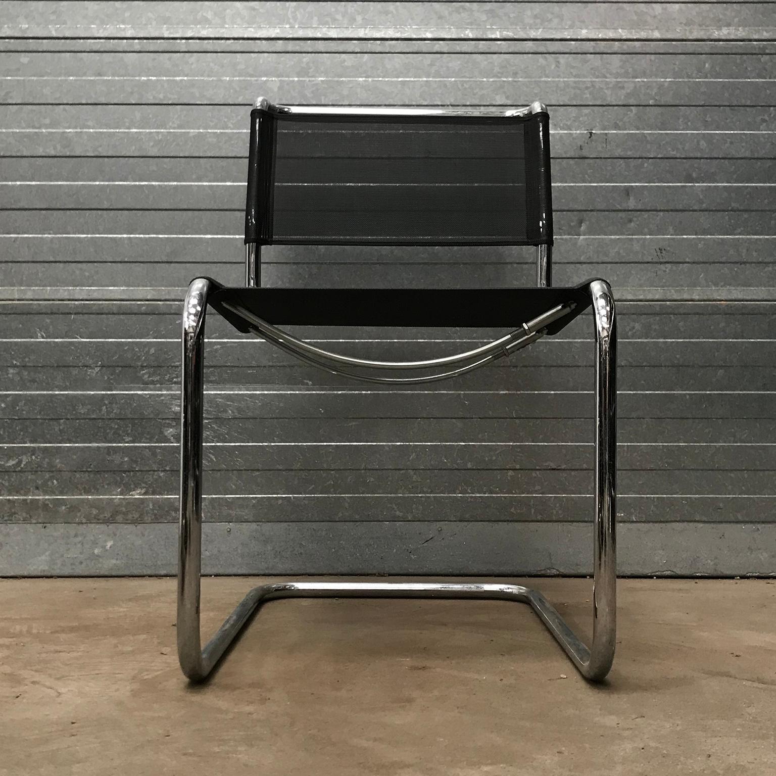 1927,  Mart Stam for Thonet, S33 Chair, in Black Netweave Version 1
