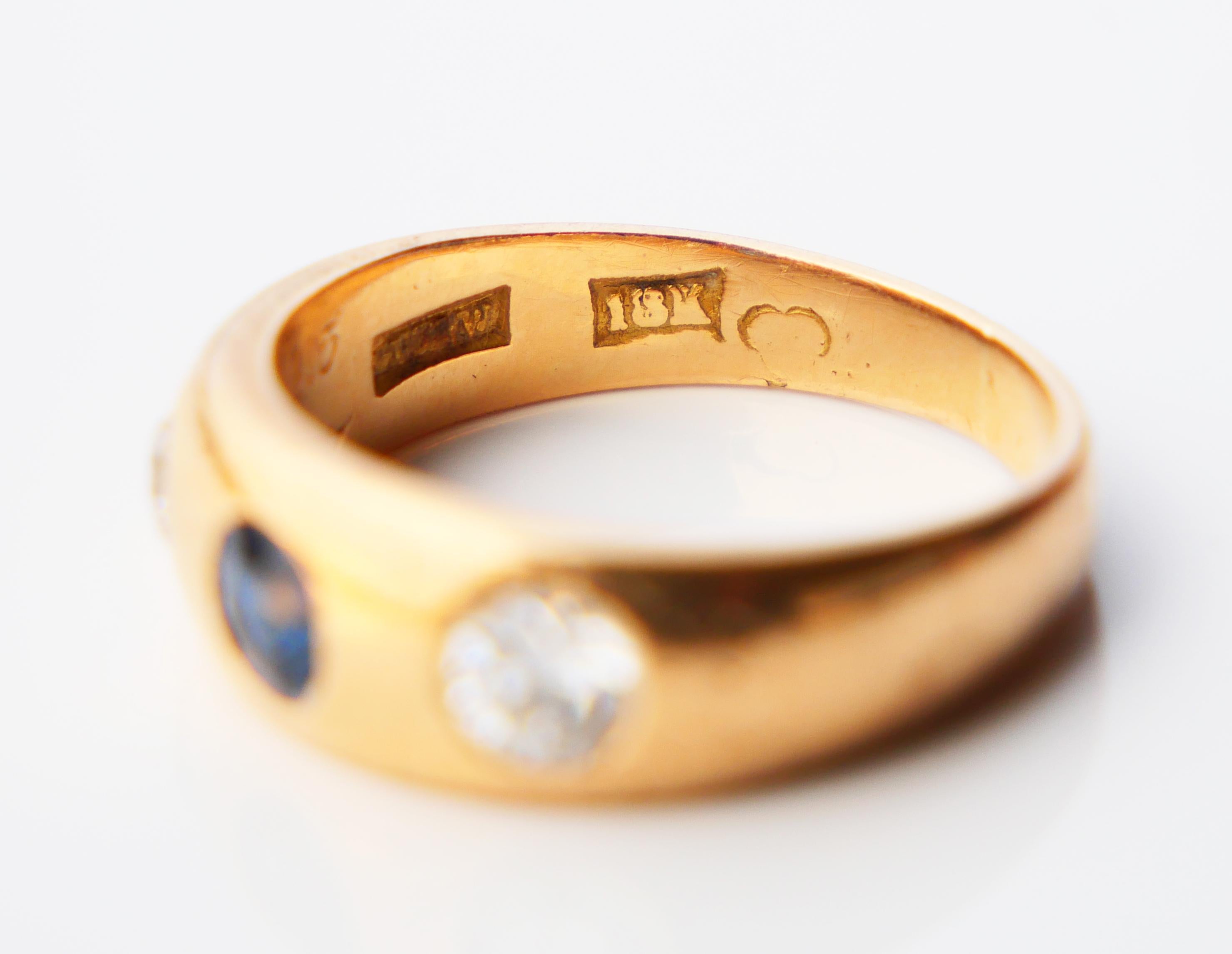 1927 Men Lord Ring 0.5 ct Sapphire 0.6 ctw Diamonds solid 18K Gold Ø US 6.5/ 6g For Sale 11