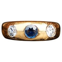 1927 Anello da uomo Signore 0,5 ct Zaffiro 0,6 ctw Diamanti in oro massiccio 18K Ø US 6,5/ 6g