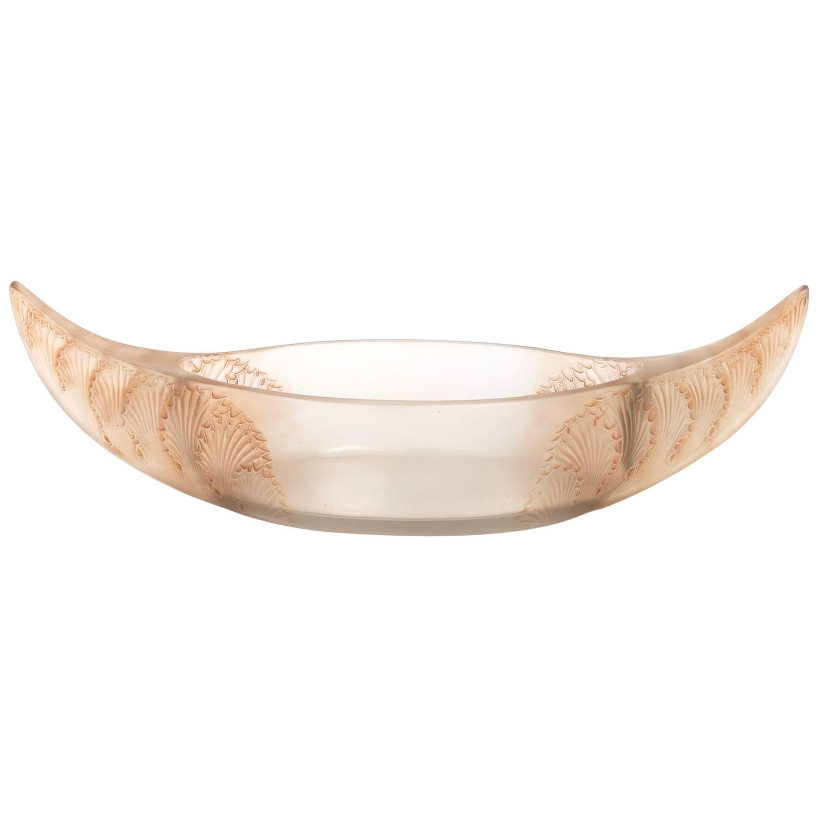 1927 René Lalique Acanthes Jardinière Bowl Frosted Glass with Sepia Patina