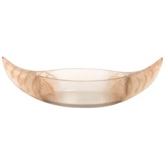 Antique 1927 René Lalique Acanthes Jardinière Bowl Frosted Glass with Sepia Patina
