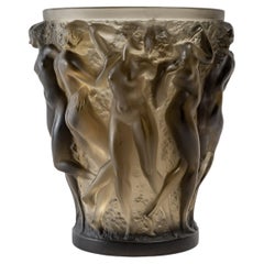 1927 René Lalique Bacchantes Vase in Grey Smoked Topaz Glass, Dancing Women