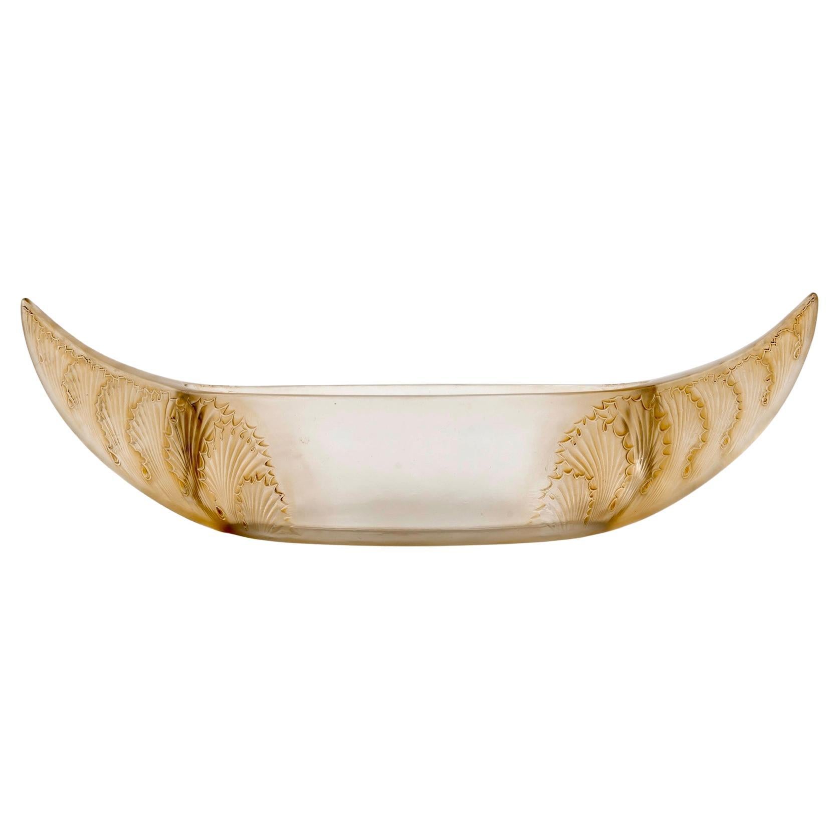1927 René Lalique - Jardiniere Schale Acanthes Glas mit Sepia Patina im Angebot