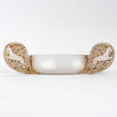 1927 René Lalique Jardiniere Centerpiece Saint-Hubert Glass with Sepia Patina