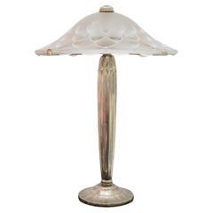 1927 René Lalique - Lamp Verone Dahlias Glass & Nickeled Bonze