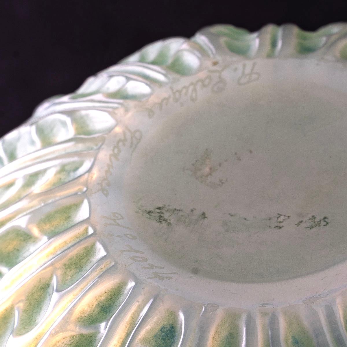 Early 20th Century 1927 René Lalique Malesherbes Vase in Double Cased Opalescent Glass Green Patina