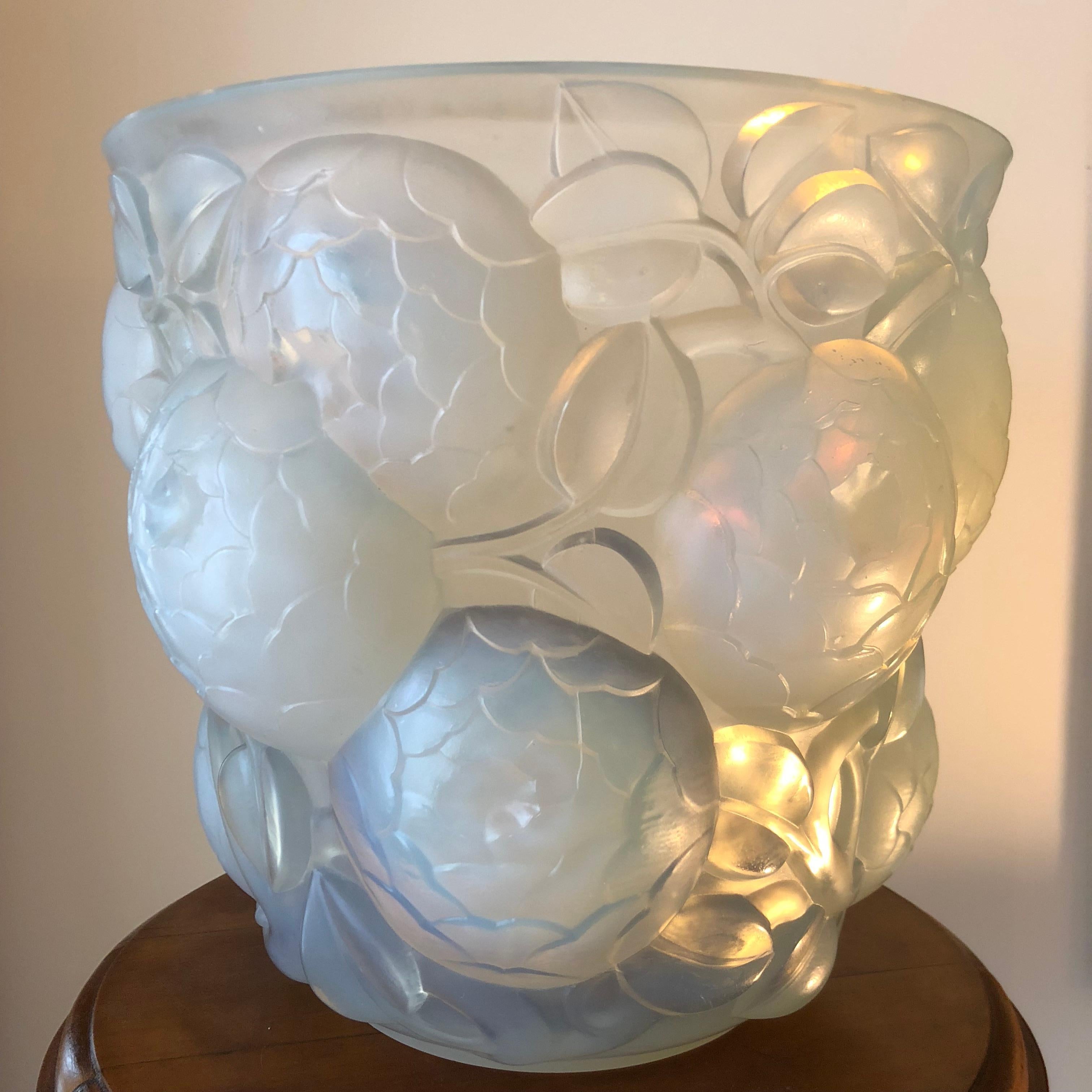Early 20th Century 1927 Rene Lalique Oran Vase in Opalescent Glass