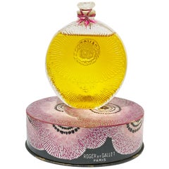 Antique 1927 Rene Lalique Pavots D'Argent Roger and Gallet Glass Complete Perfume Bottle