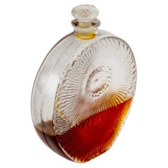Verre à flacon de parfum transparent Rene Lalique Pavots D''Argent Roger & Gallet de 1927