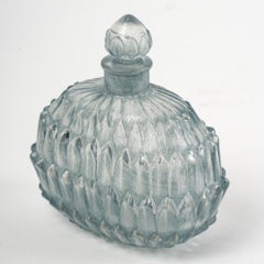 1927 René Lalique - Perfume Bottle Amélie Frosted Glass With Blue Patina