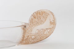 1927 René Lalique Saint-Hubert Jardinière Bowl Frosted Glass with Sepia Patina