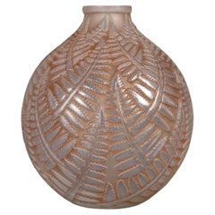 1927 René Lalique Vase Espalion Cased Opalescent Glass with Pinky Sepia Patina