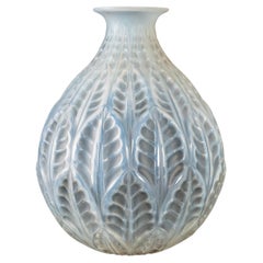 1927 René Lalique Vase Malesherbes Double Cased Opalescent Glass Grey Patina