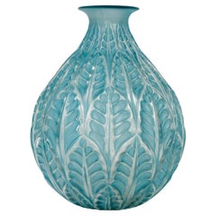 1927 René Lalique - Vase Malesherbes Glass With Blue Patina
