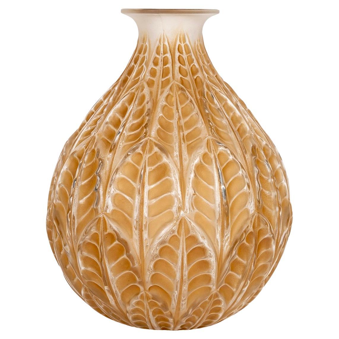 1927 René Lalique - Vase Malesherbes Glass With Sepia Patina